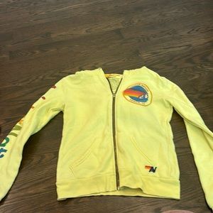 Adult XS Neon yellow aviator nation zip up